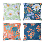 Floral Indoor Outdoor Cushion Set Of 4 Water Resistant Cushions