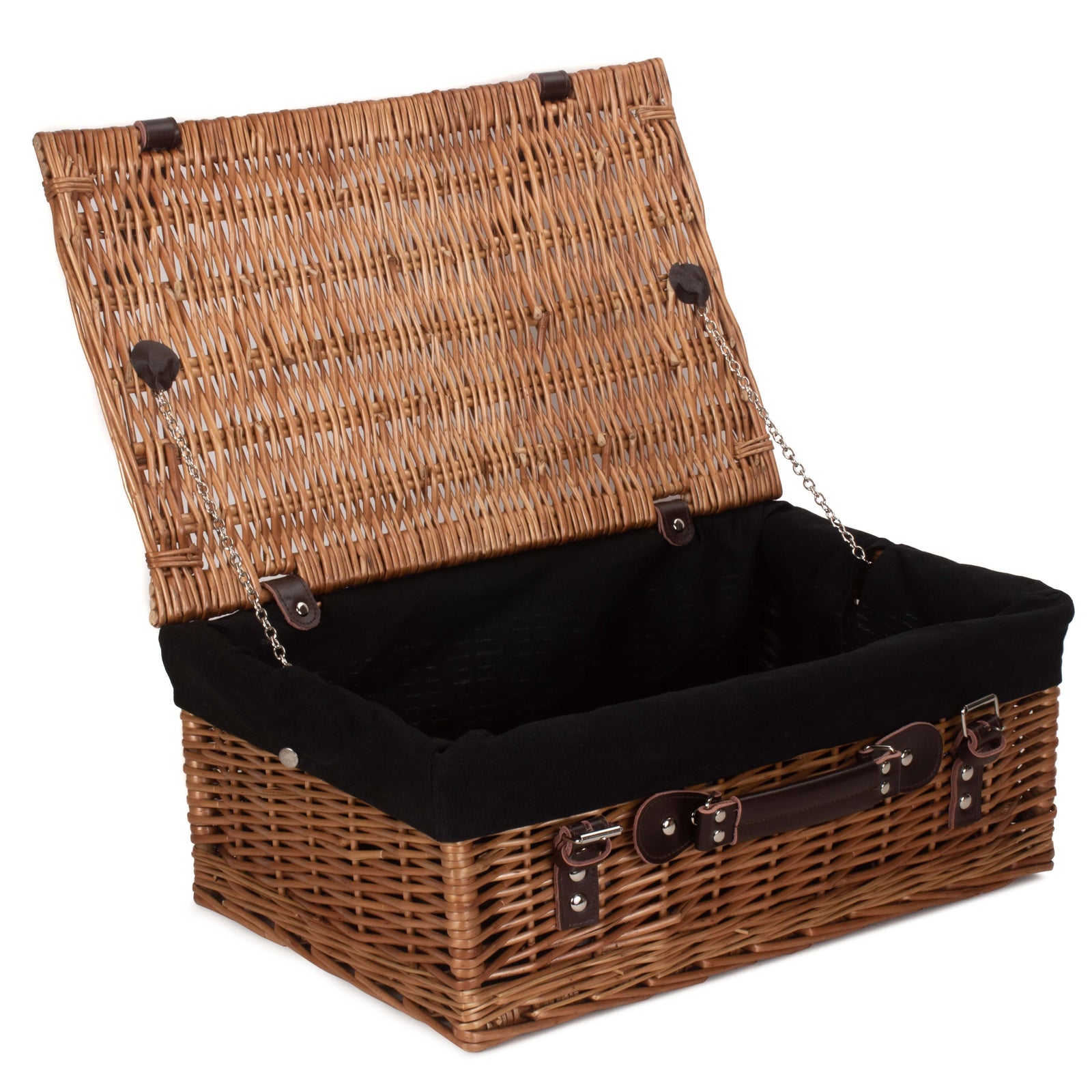 Wicker 46cm Double Steamed Picnic Basket | Black