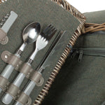 Oval Double Steamed 2 Person Fitted Picnic Wicker Basket | Gray