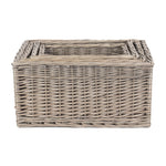 Wicker Antique Wash Lined Open Storage Basket | Set-of-4 | Brown