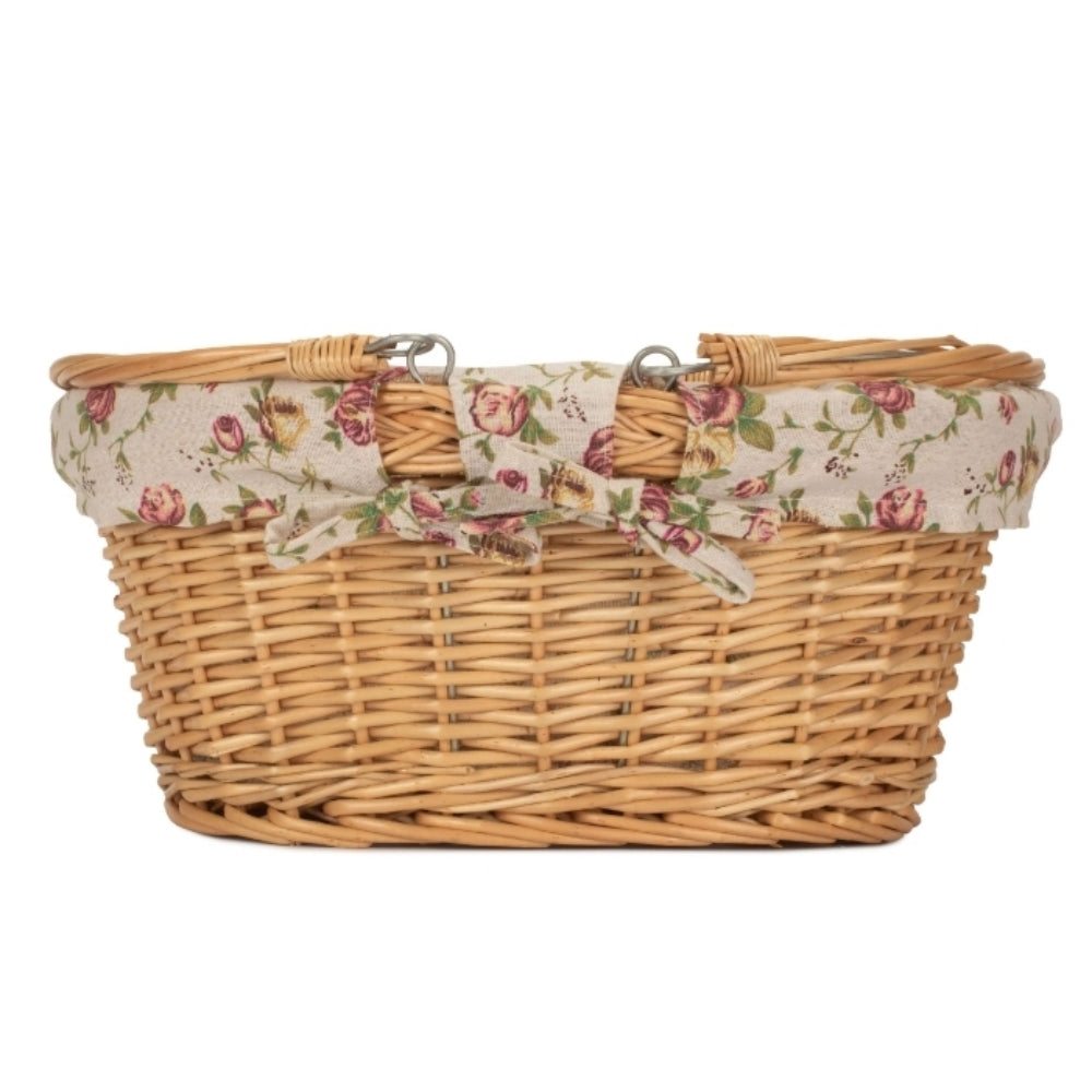 Wicker Shopping Basket With Swing Handle | Pink