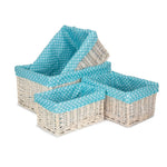 Red Hamper Wicker Blue Spotty Lined Open Storage Basket