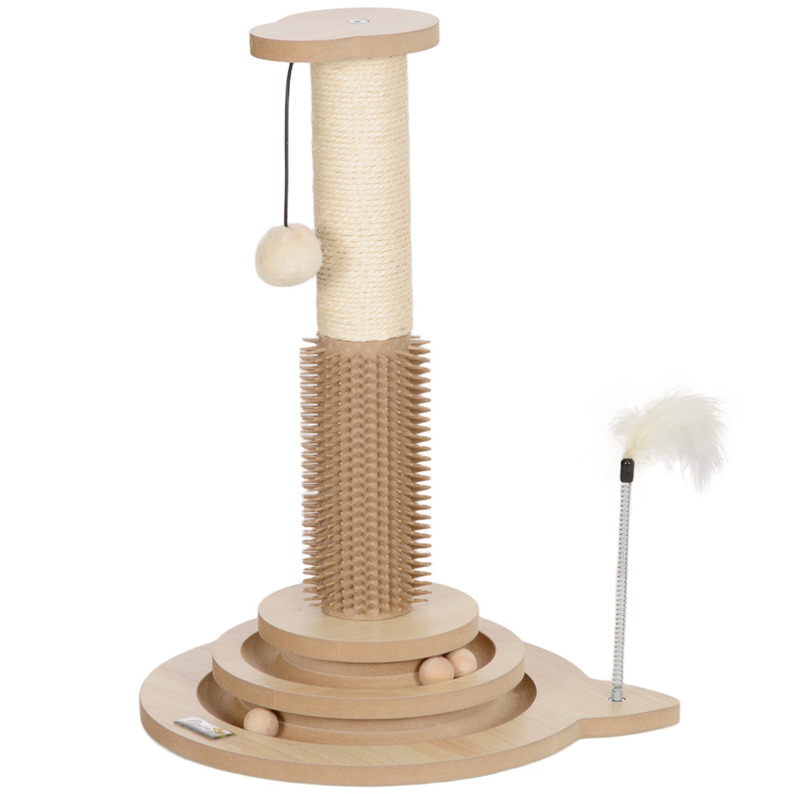 49cm Cat Scratching Post With Interactive Track Ball Toy For Indoor