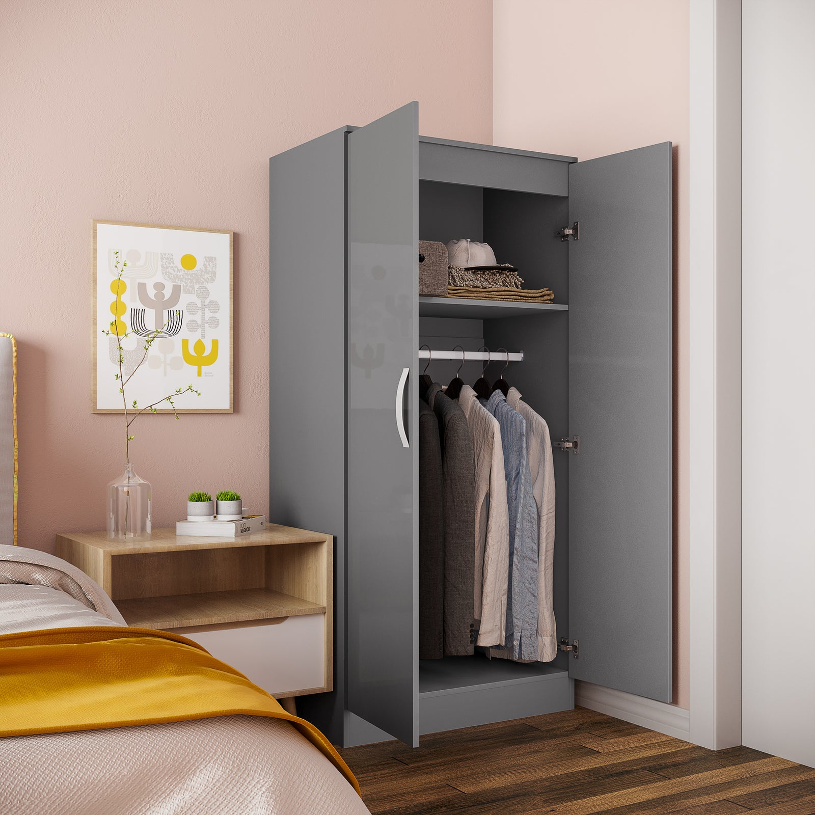 Modern Wardrobe Closet Clothes Cabinet High Glossing Door