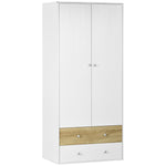 2 Door Wardrobe White Wardrobe With Drawers And Hanging Rod