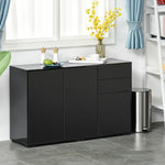 Side Cabinet With 2 Door Cabinet And 2 Drawer Home Office | One Size | Black