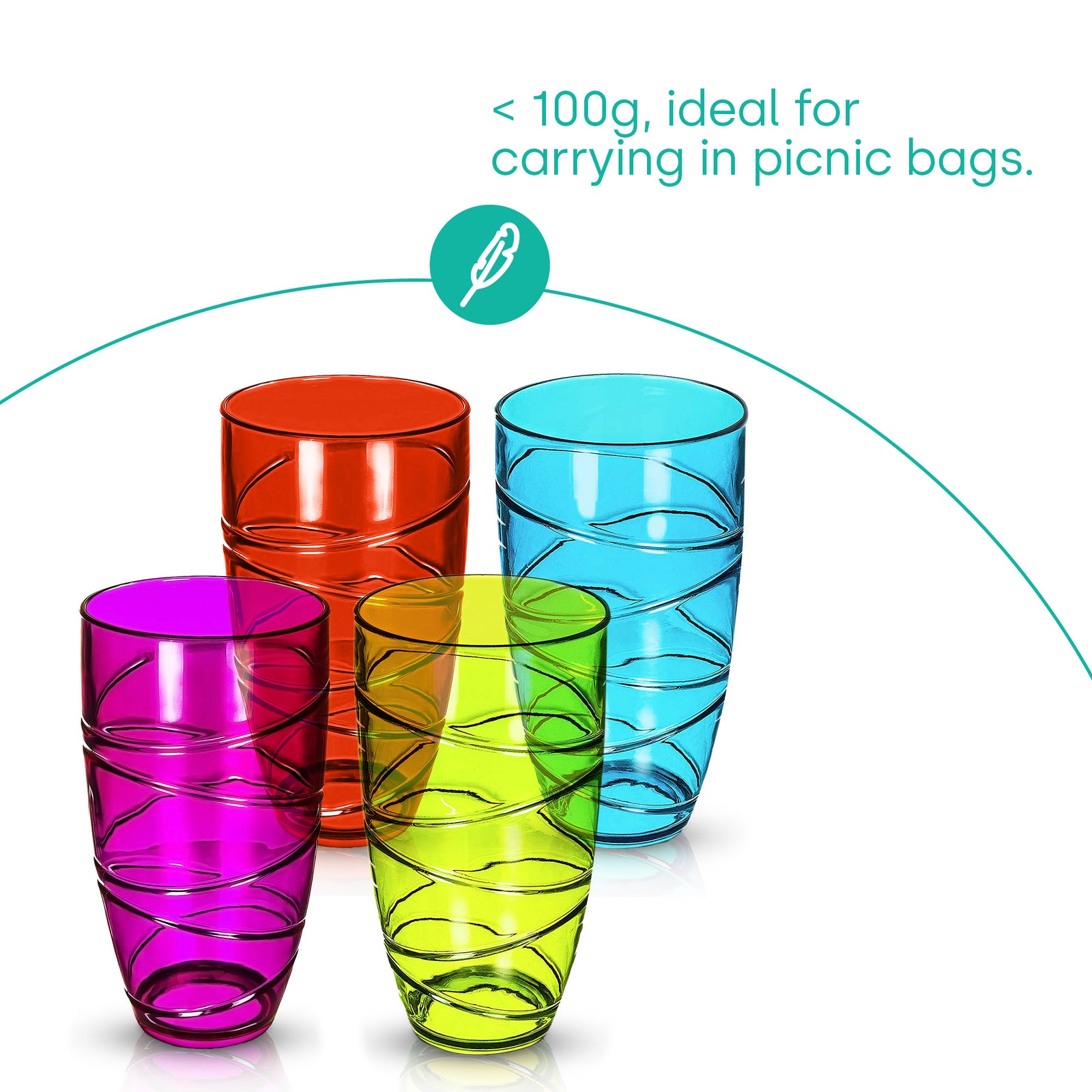 Swirl Multicolour Plastic Tumbler Set Of 4