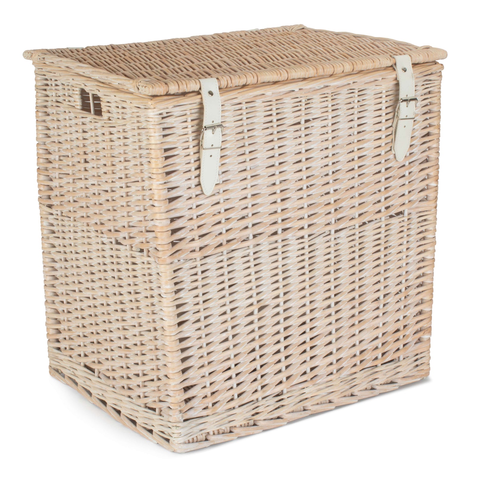 Red Hamper Wicker White Wash Vintner Storage Picnic Basket