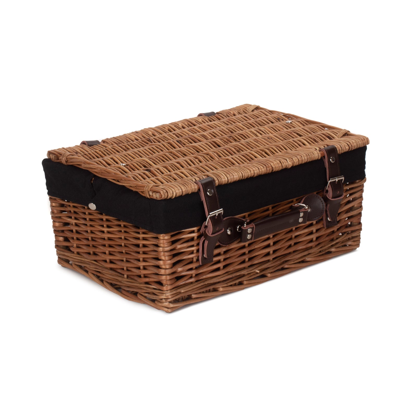 Wicker Double Steamed 40cm Picnic Basket | Black