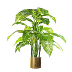 Leaf Metal Planter Plant Pot With Polished Gold Finish 20 X 18cm