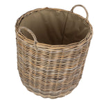 Red Hamper Cordura Lined Tall Round Fireside Grey Rattan Log Basket