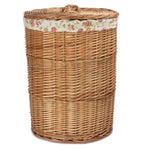 Garden Rose Cotton Lined Light Steamed Round Laundry Baskets | Large | Pink