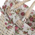 Rose Garden Cotton Lined White Painted Swing Handle Wicker Shopping Basket | Large | Pink