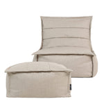 icon Dolce Indoor Outdoor Bean Bag Lounger And Footstool Beige Patio Chairs