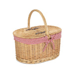 Wicker Red Check Lining Oval Picnic Basket