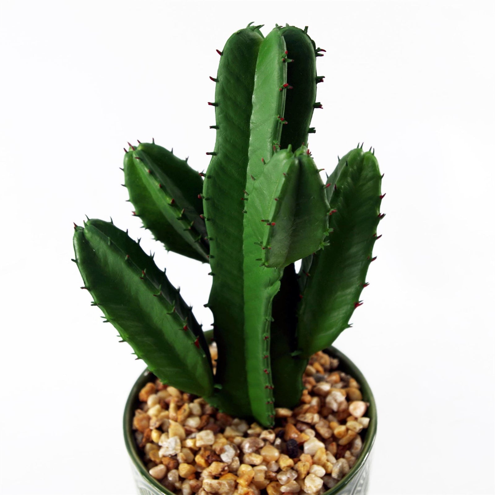 23cm Artificial Cactus With Green Ceramic Planter