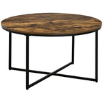 Industrial Round Coffee Table, Metal Frame