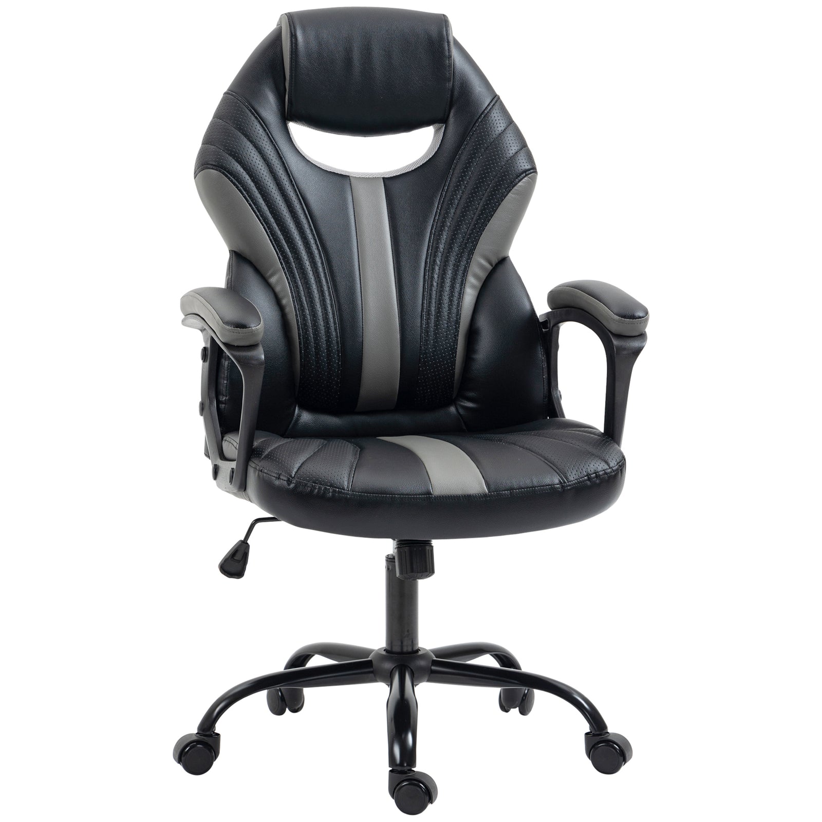 Faux Leather Gaming Chair Black Grey