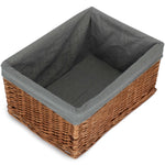 Double Steamed Grey Cotton Lined Willow Storage Baskets | Extra Large | Gray