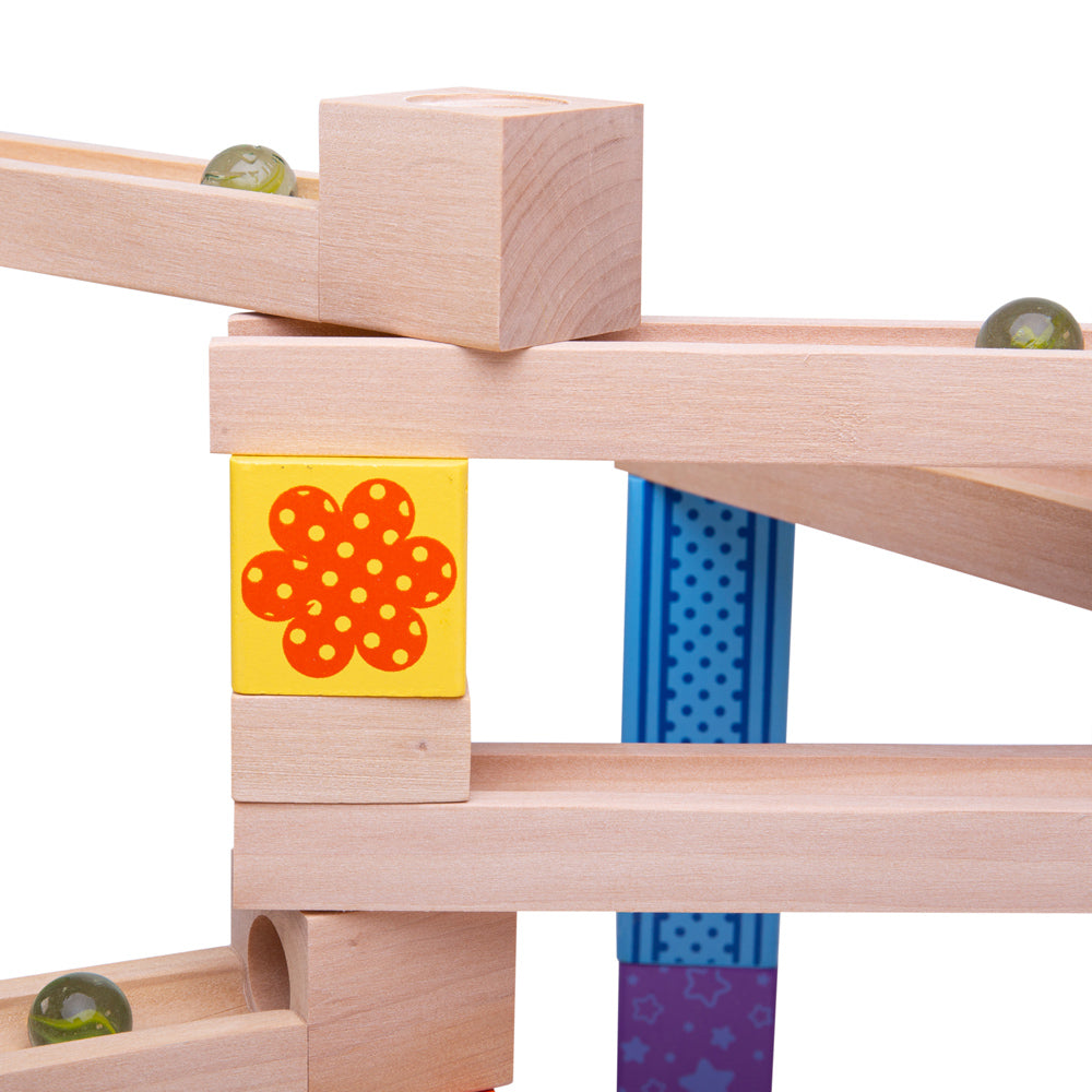 Wooden Marble Run Playset, Includes 53 Play Pieces