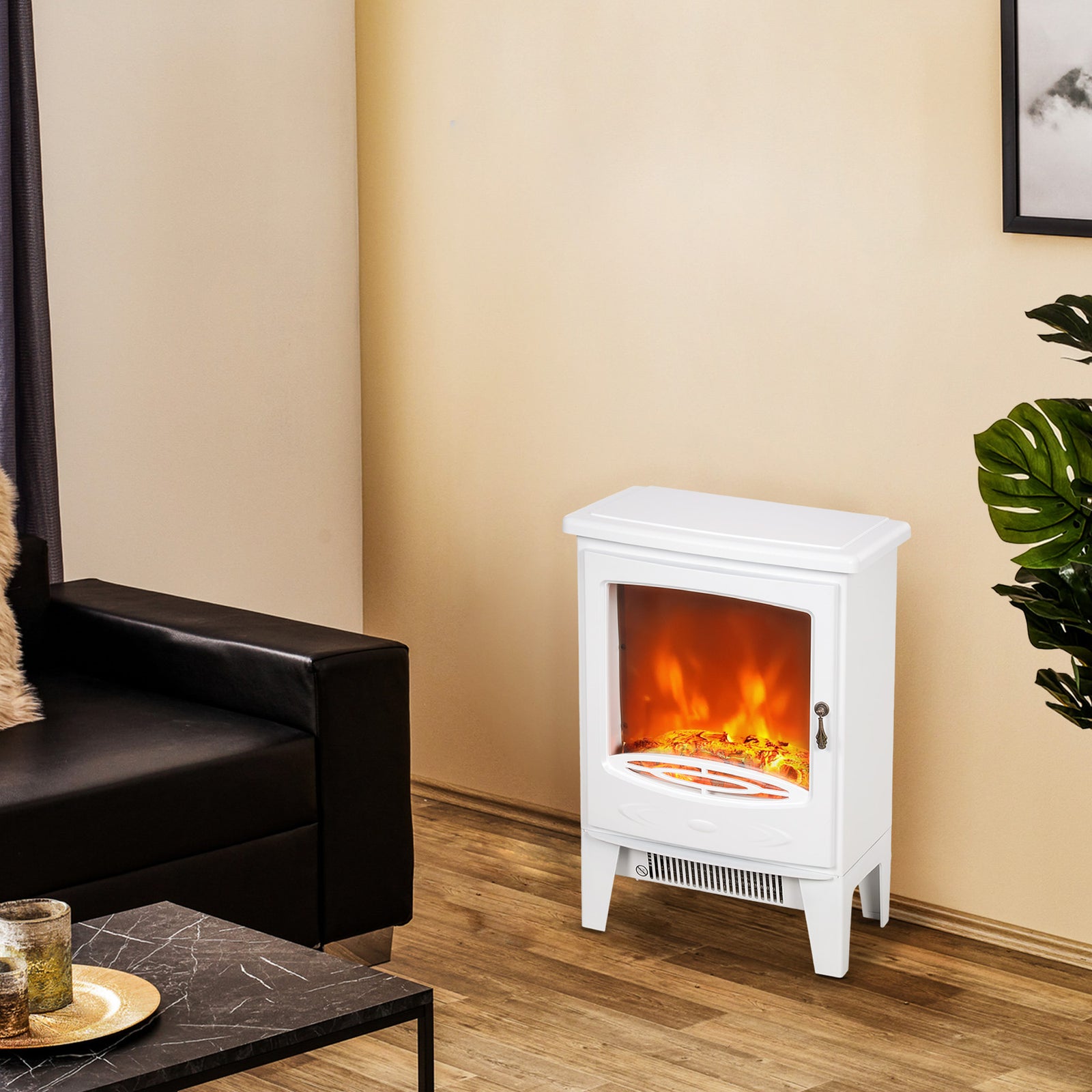 Electric Fireplace Freestanding With Realistic Flame Effect | One Size | White