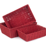 Red Paper Rope Tray | Set-of-3 | Red