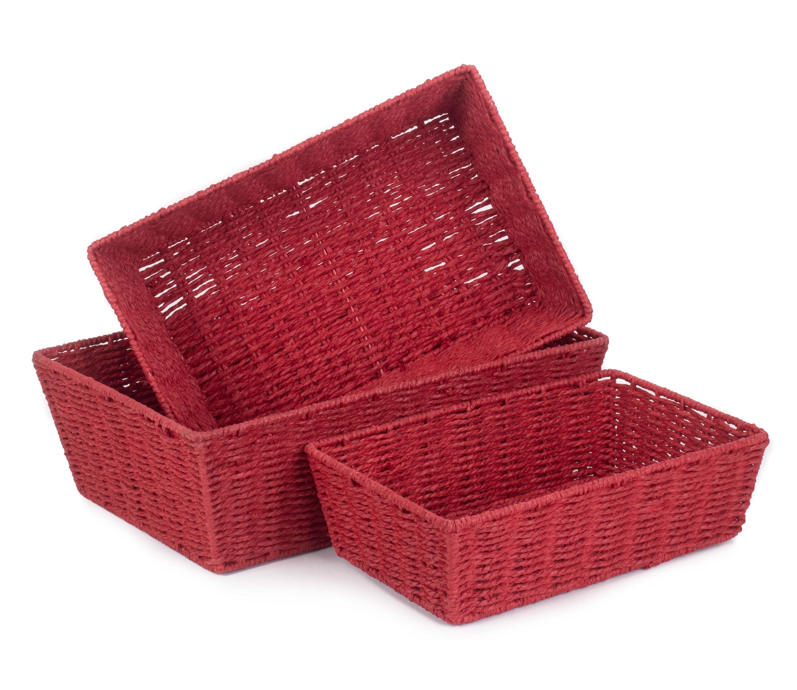 Red Paper Rope Tray | Set-of-3 | Red