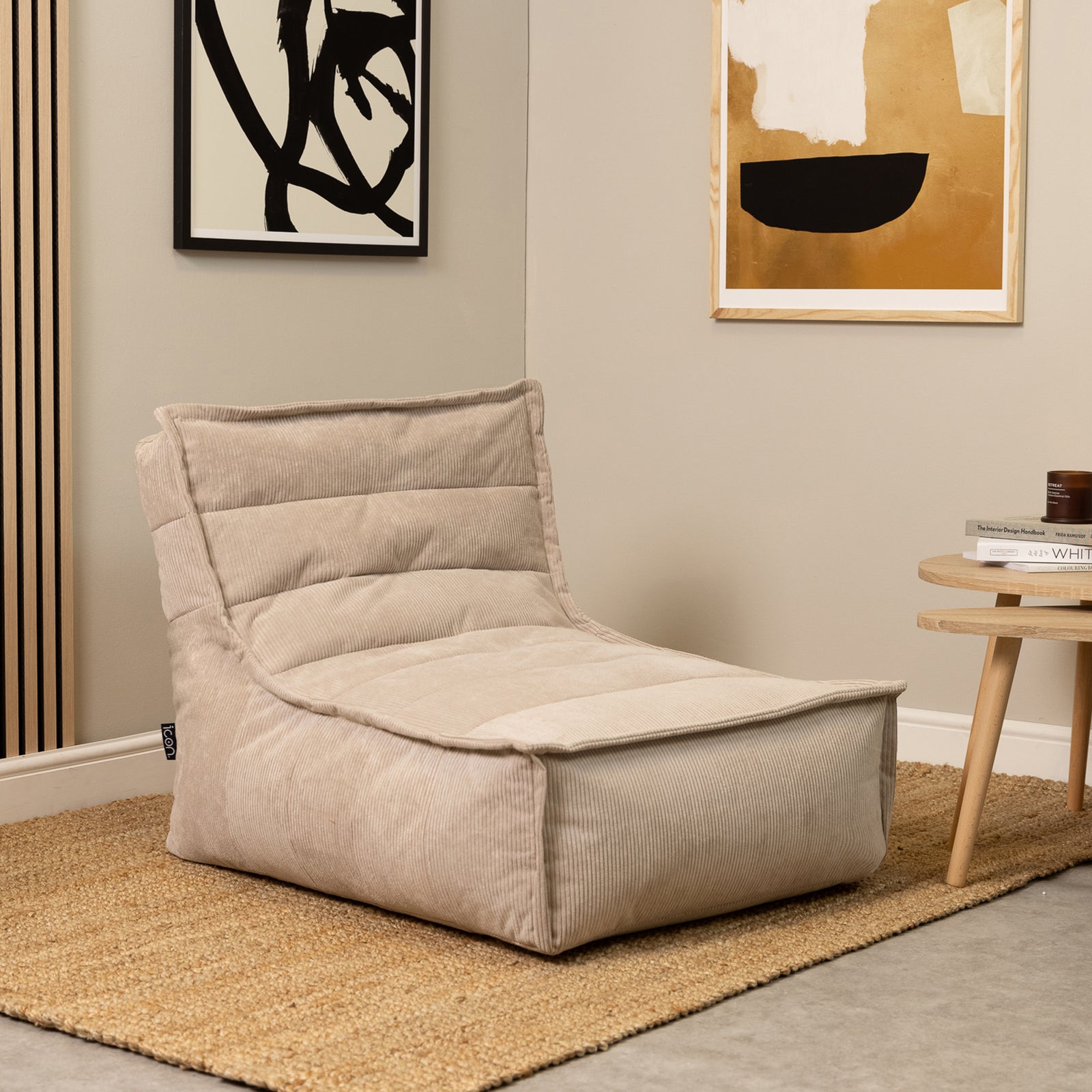 Otto Cord Lounger Bean Bag Chair, Natural