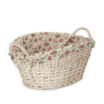 Wicker White Wash Garden Rose Lined Wash Basket | Pink