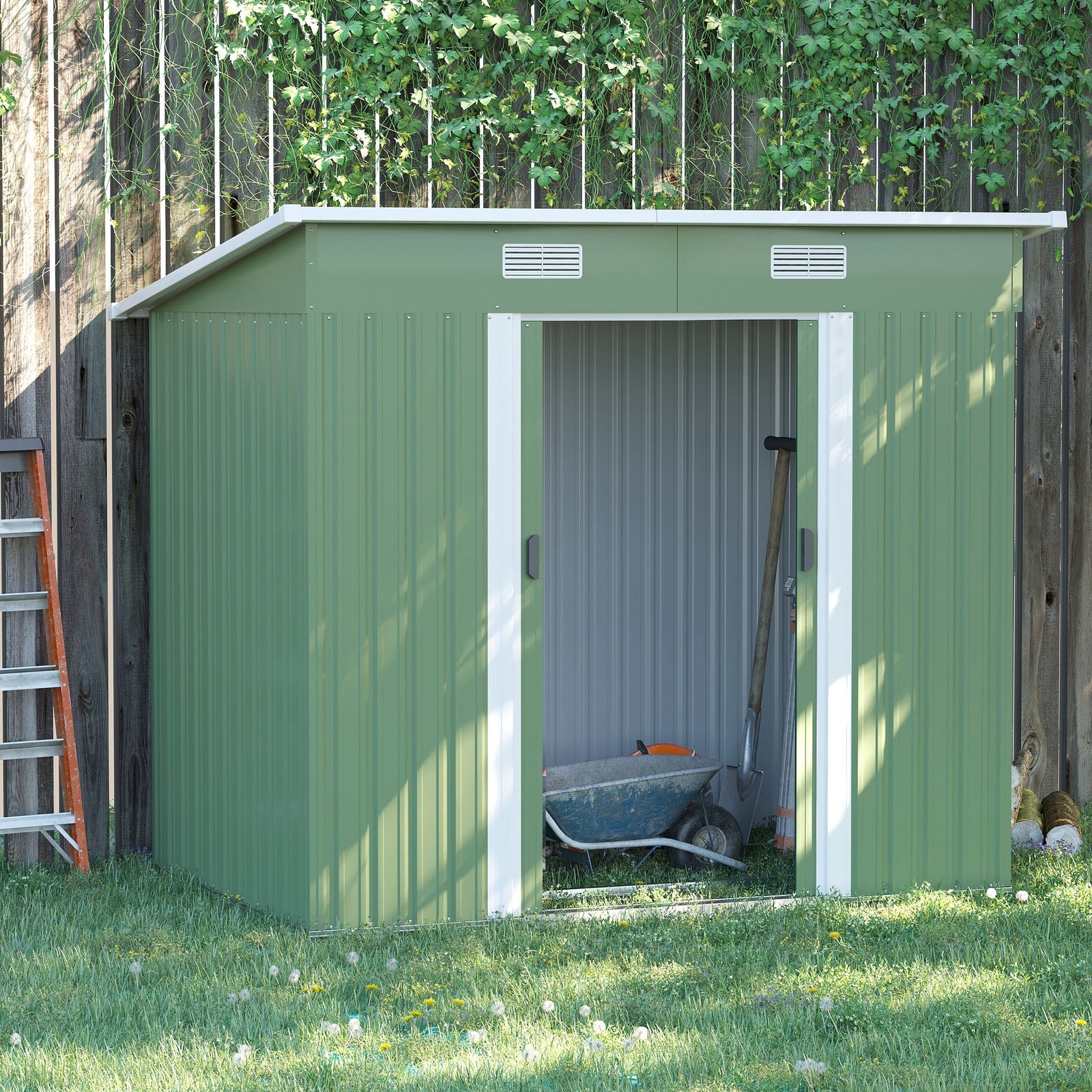 7 X 4ft Outdoor Garden Storage Shed For Backyard Patio | Light Green