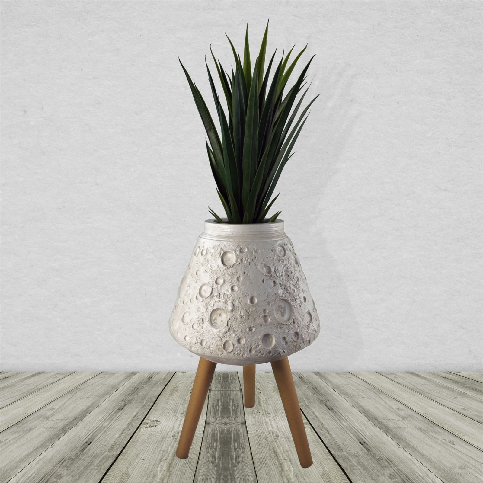 Leaf Moon White Planter With Stand