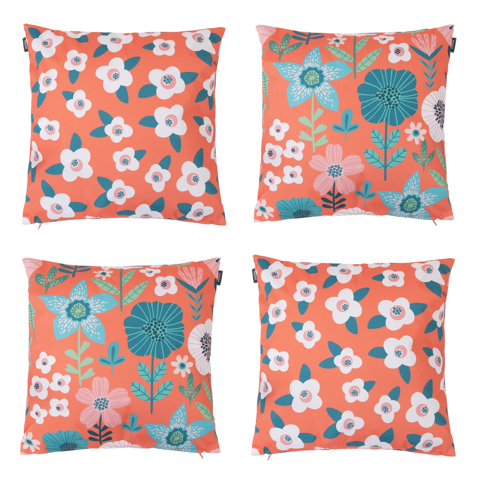 Floral Indoor Outdoor Cushion Set Of 4 Water Resistant Cushions