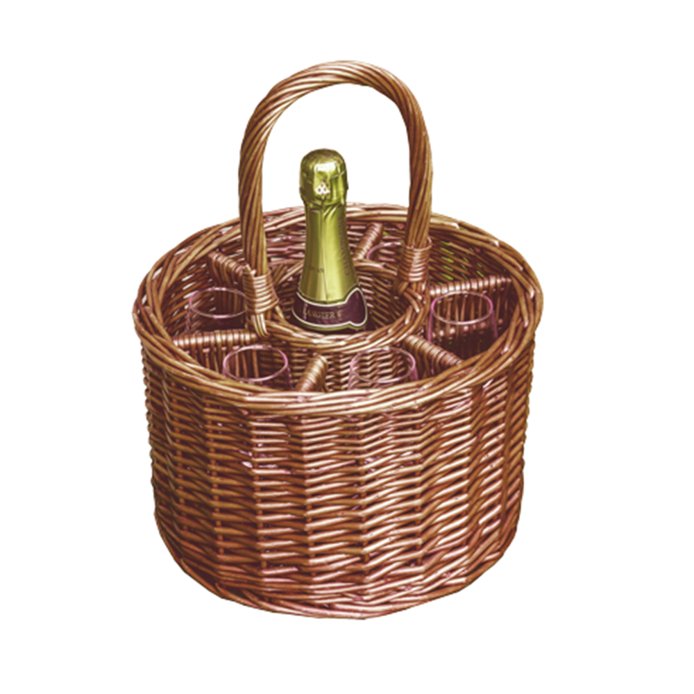 Red Hamper Small Deluxe Single Bottle Drinks Wicker Basket