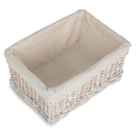 Wicker White Wash Storage Basket With White Lining | Medium | White