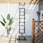 .2m Extendable Aluminium Ladder, 10 Steps, Black