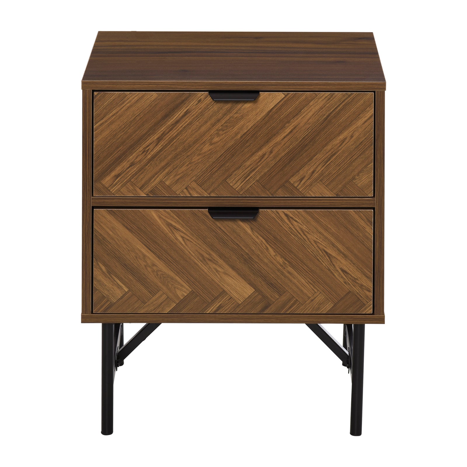 Two-drawer Herringbone Bedside Table Home Cabinet