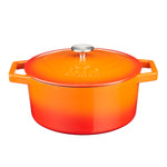 Cast Iron Casserole Dish 26cm Oven Proof Enamelled Pan With Lid | Orange