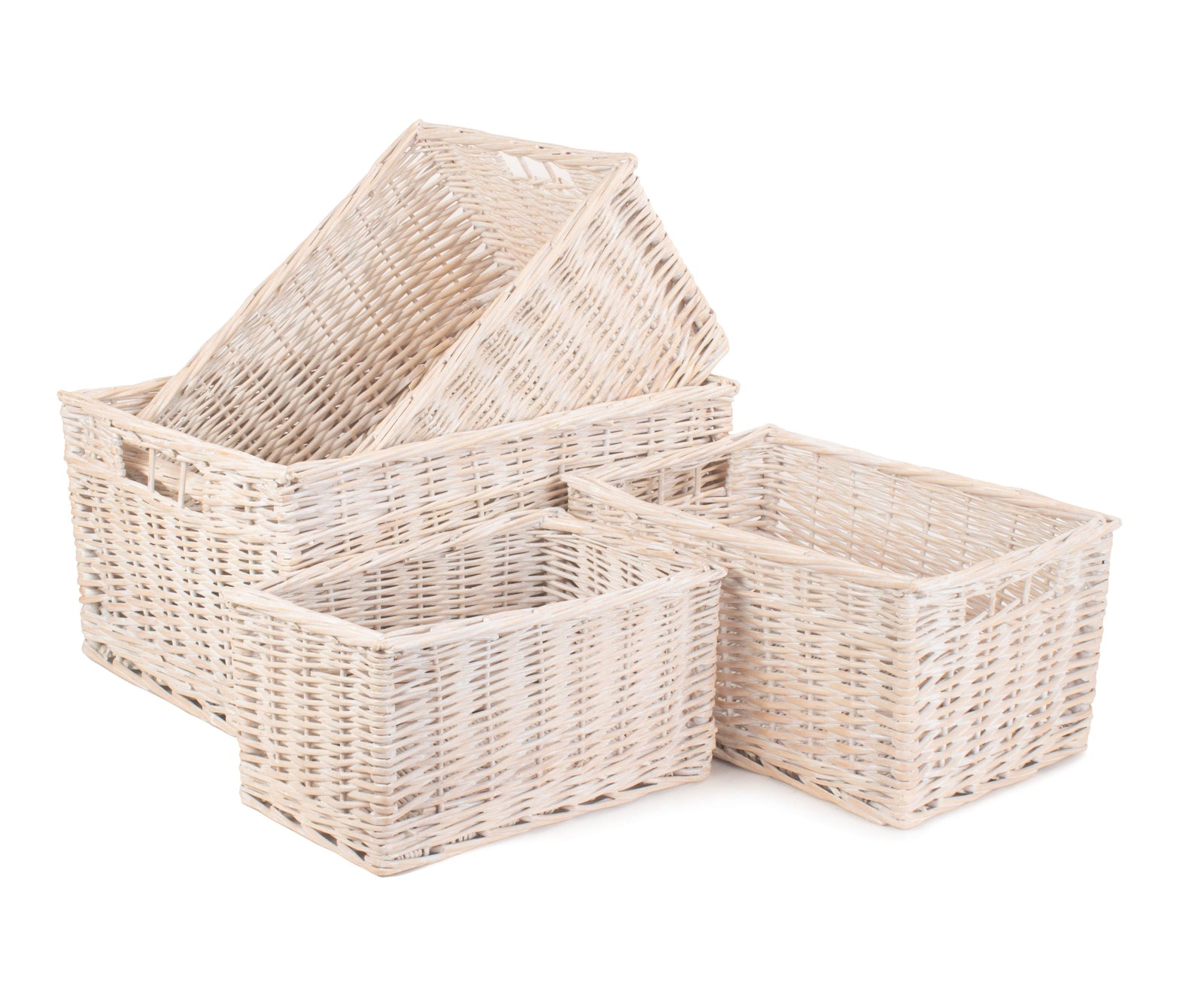 Red Hamper Wicker White Wash Storage Open Basket