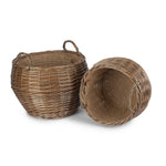 Wicker Antique Wash Stumpy Basket | Set-of-2 | Brown