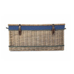 72cm Antique Wash Rope Handled Trunk Picnic Basket | Blue