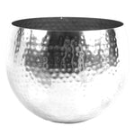 Leaf Large Metal Bowl 22 X 18cm Hammered Silver Colour - Straight Edge