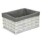 White Grey Lined Scandi Storage Basket With Grey Lining | Extra Large