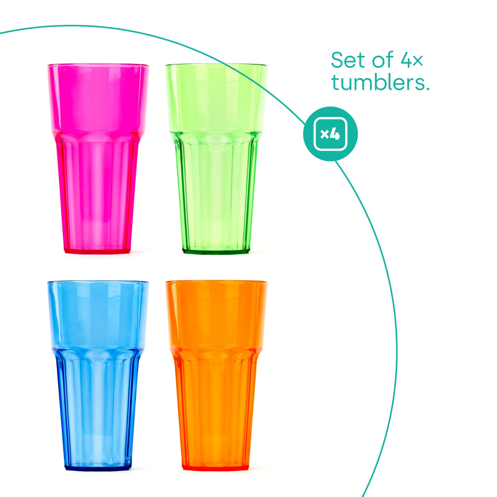 Multicolour Plastic Tumbler Set Of 4