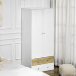 2 Door Wardrobe White Wardrobe With Drawers And Hanging Rod