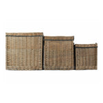 Antique Wash Square Storage Log Basket | Set-of-3 | Brown