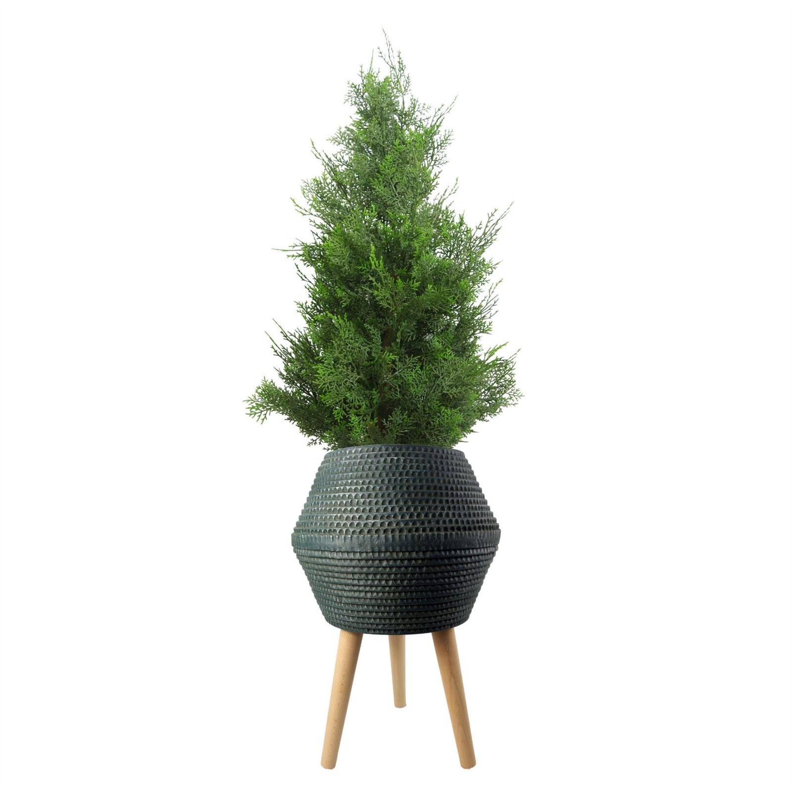 Large Composite Blue Grey Planter With Stand