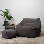 Morgan Cord Armchair & Footstool Set | Charcoal