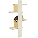 Four-layer Cat Shelf Wall-mounted Cat Tree W/ Cushions, Scratching Board