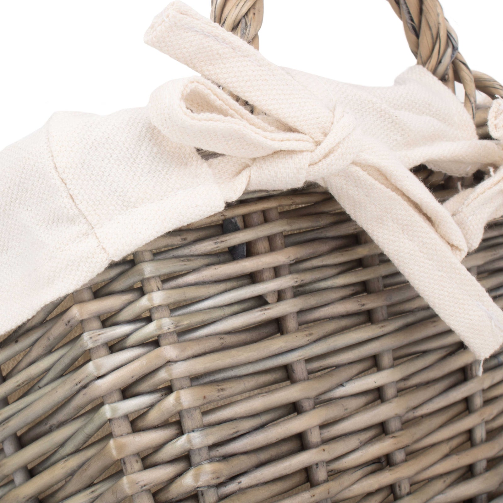 Wicker Antique Wash Handled Lined Storage Basket | Small | White