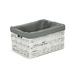 White Grey Lined Scandi Storage Basket With Grey Lining | Medium